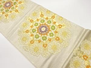 華紋に子持ち亀甲模様織出し袋帯